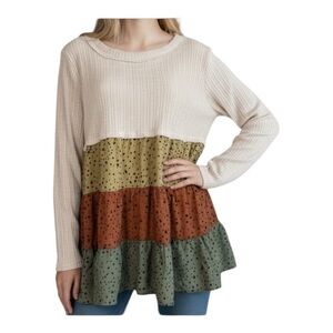 Entro Claire ruffled tiered babydoll top NWT size small